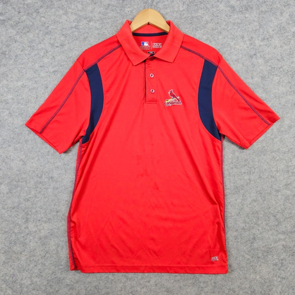 MLB Genuine Merchandise St Louis Cardinals Polo Size‎ L Red Shirt TX3 Cool FLAWS